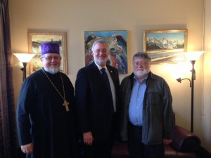 Hieromonk David [Mahaffey] and Dr. Richard Dauenhauer recently with State Senator Gary Stevens