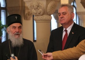 Serbian Orthodox Church (SPC) Patriarch Irinej and President Tomislav Nikolić