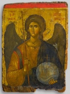 Archangel Michael, First half 14th century tempera on wood, gold leaf overall: 110 x 80 cm (43 5/16 x 31 1/2 in.) Byzantine and Christian Museum, Athens