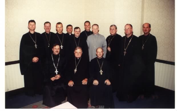 Gathering of chaplains under the leadership of Fr. Gregory Pelesh, Dean of Chaplains, in 1999.