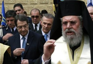Archbishop Chrysostomos with President Anastasiades