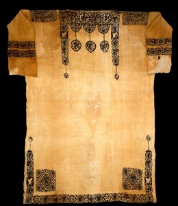 Tunic with Dionysian ornament, probably 5th century. Egypt, Akhmim (former Panopolis). Coptic. Linen, wool; plain weave, tapestry weave; L. 72 1/16 in. (183 cm), W. 53 1/8 in. (135 cm). The Metropolitan Museum of Art, New York, Gift of Edward S. Harkness, 1926 (26.9.8)