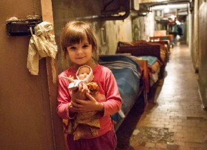 Anna, 3, and her family have been sheltering in this hospital basement for the past five months following an upsurge of fighting in the Ukrainian city of Donetsk. A two-year conflict in Ukraine has displaced 1.5 million people, nearly 180,000 of which are children. IOCC is responding with emergency food assistance for infants and toddlers severely impacted by the conflict. Photo by UNICEF