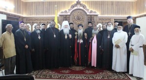 Catholicos Paulose, Metropolitan Tikhon, Frs. Voytovich and Behr with Malankarese hierarchs and clergy.