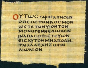Pictured Above: John 3:16 in the original Koine Greek