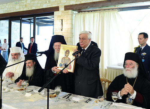 The President of the Greek Republic, Mr. Prokopis Pavlopoulos, hosts a luncheon in honor of the Primates of the Autocephalous Orthodox Churches in Heraklion, Crete.