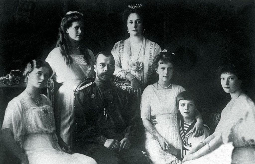 A picture dated 1914 in Moscow of Russian Tsar Nicholas II with his ...