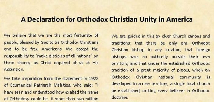 Orthodox Christian Unity in America – Papers in Support (New: See Paper No. 5)